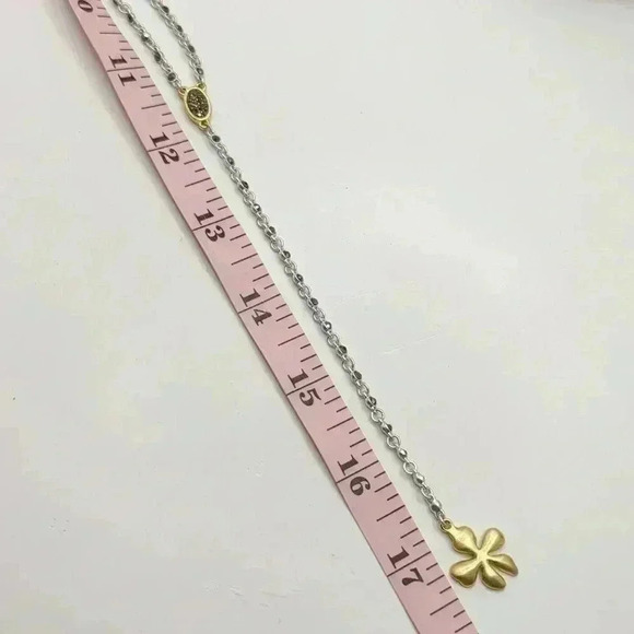 Lucky brand Y drop pave and floral accent silvertone necklace - Picture 3 of 4